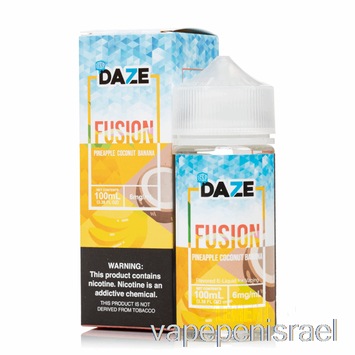 חד פעמי Vape ישראל קפוא אננס בננה קוקוס - 7 Daze Fusion - 100 מ"ל 0 מ"ג